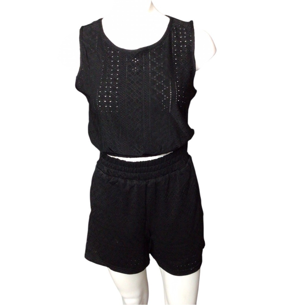 Black Sleeveless Eyelet Top and Shorts Set NWOT size Small